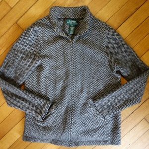 Ralph Lauren herringbone zip front sweater jacket